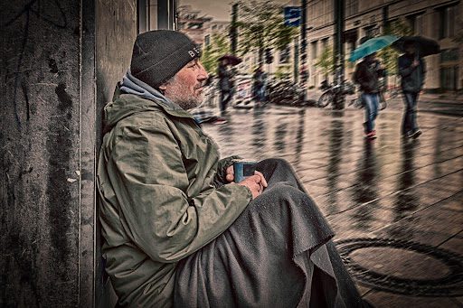 Depressed Homeless in the street