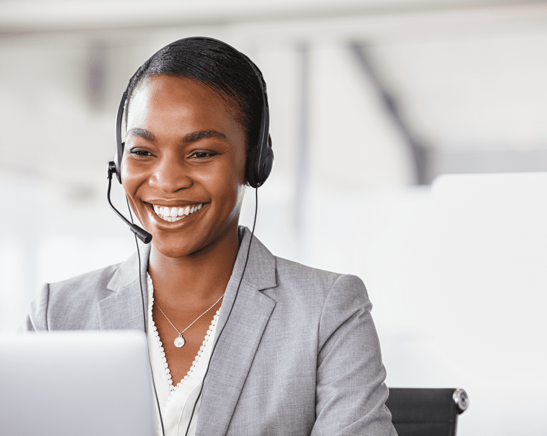 Customer service woman working on a phone call